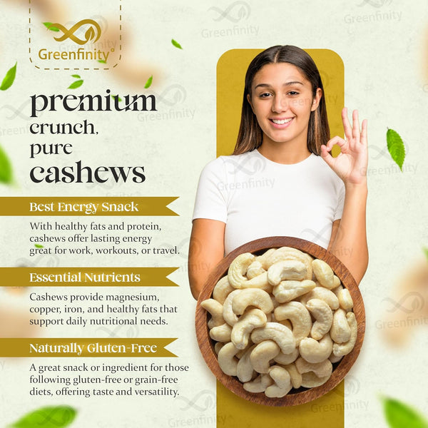 GreenFinity Almonds & Cashews 200g 100% Natural Healthy Snack, Gourmet Dry Fruits Gift Pack