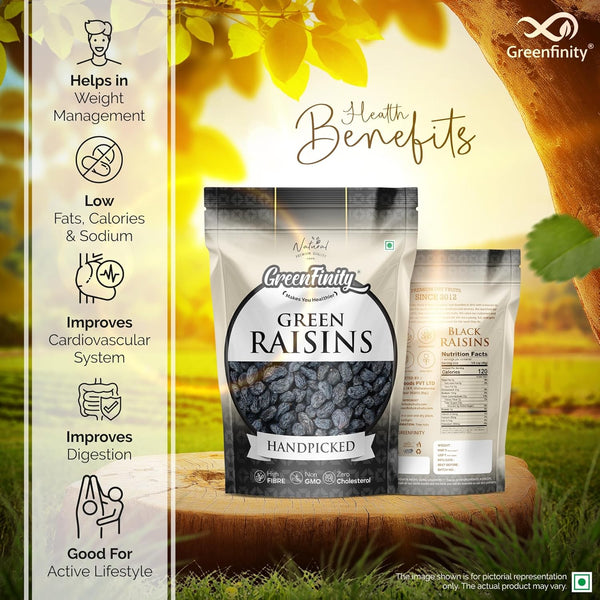 GreenFinity Premium Afghani Seedless Black Raisins - 1Kg