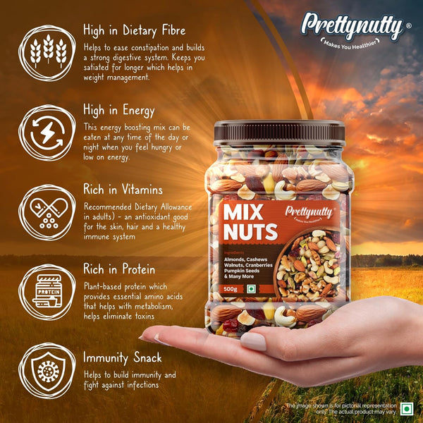 PrettyNutty Healthy Nutmix - 500g (Pack of 2)