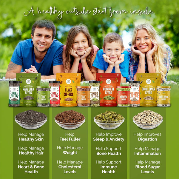 GreenFinity Healthy Seeds Combo Pack- Pumpkin-Sunflower-150g, Chia Seeds-175g