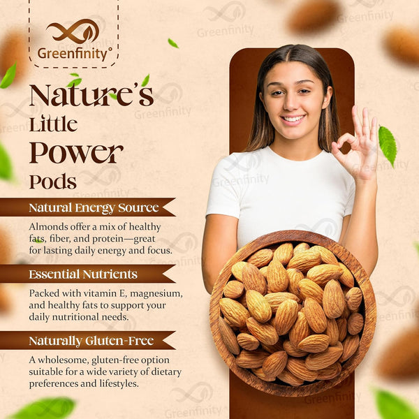 GreenFinity Fresh Almonds 500g (Pack of 2)